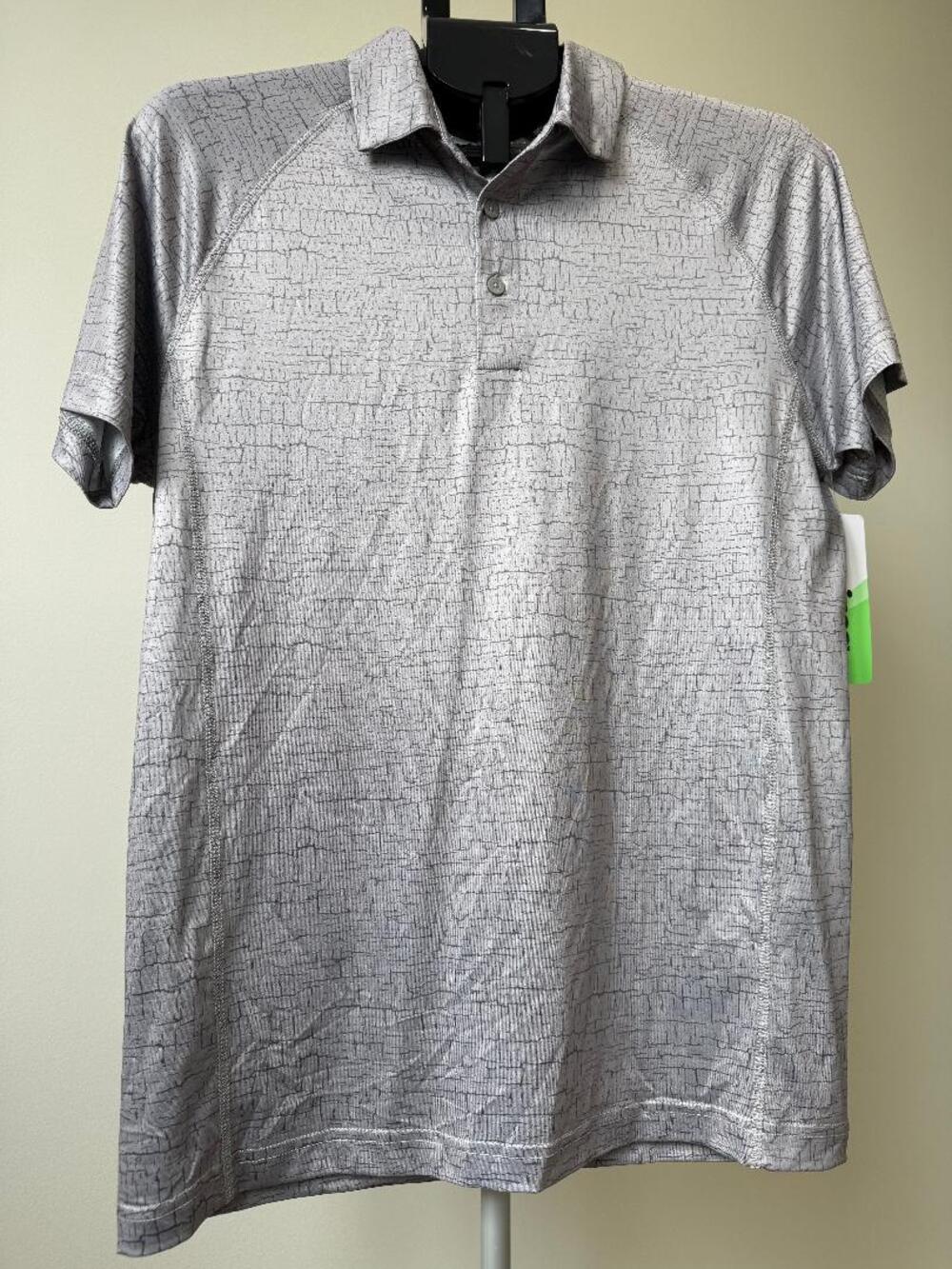 PRINCE TENNIS APPAREL Men small polo match fashion print polo Gray cracked Earth